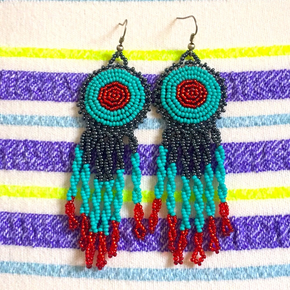 Unique Mexican Beaded Earrings